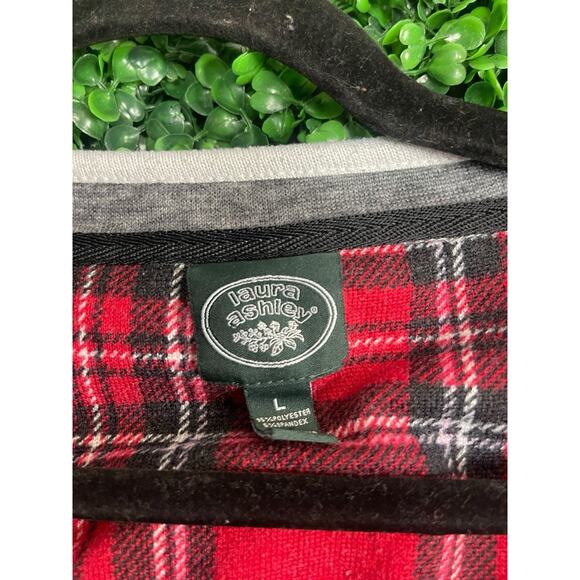 Laura Ashley Pajama Set Size L Red Tartan Plaid Holiday Flannel Cozy - Picture 4 of 10